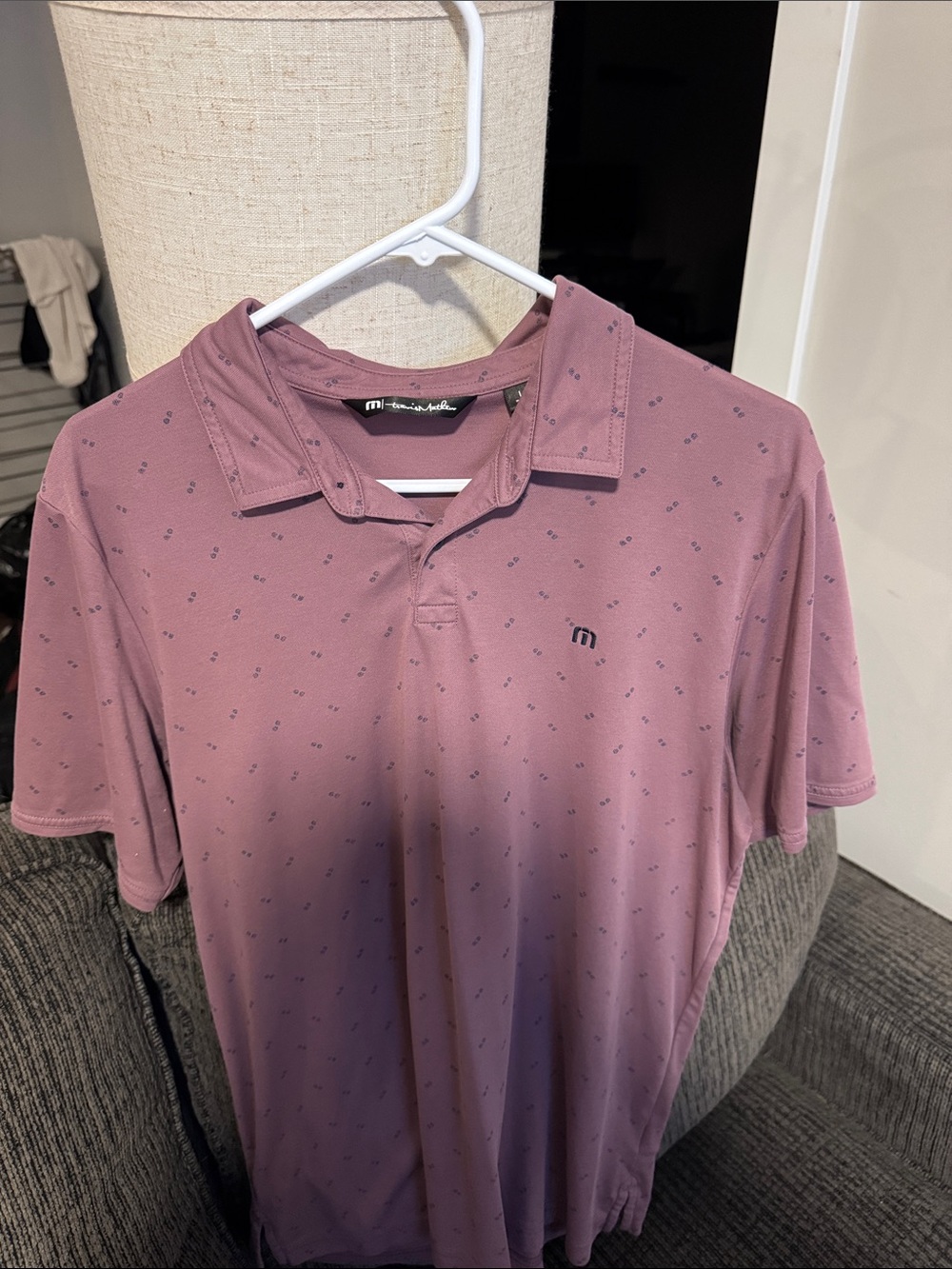 Travis Mathew Mauve Short Sleeve Polo with Micro Print